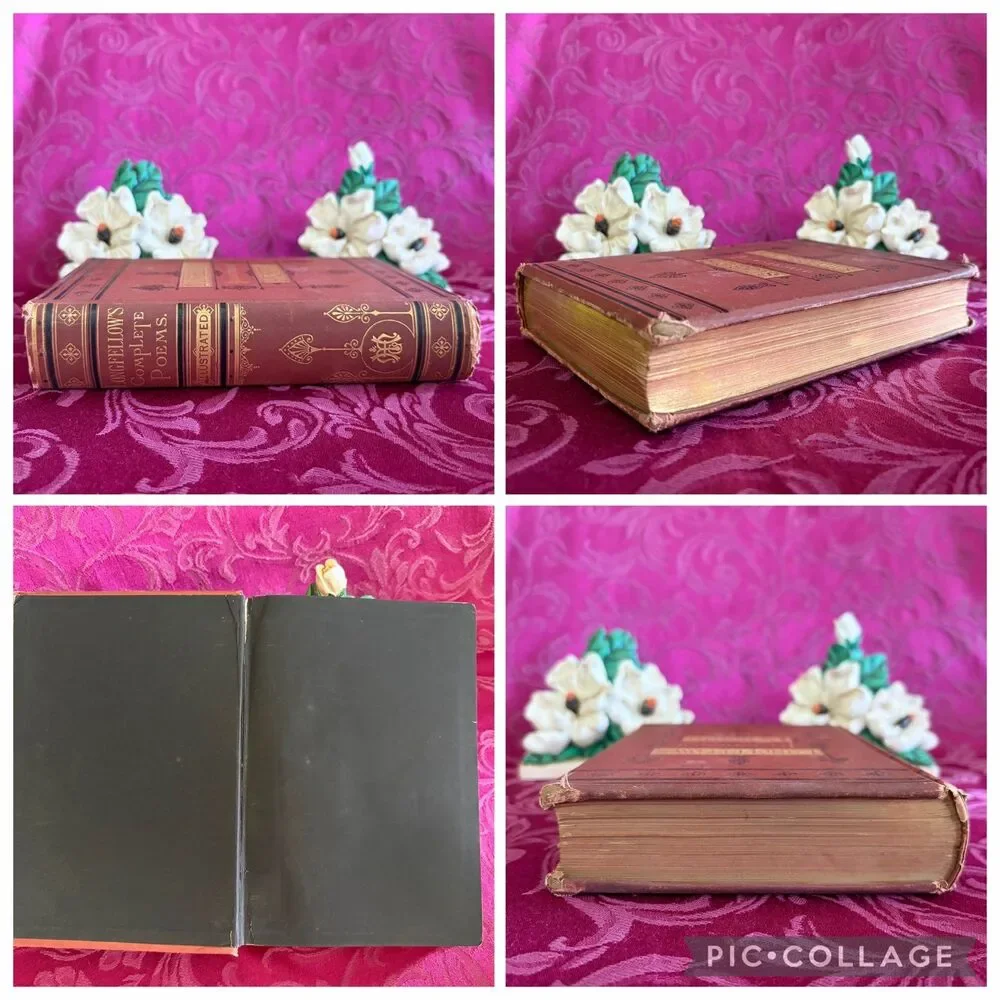 1882 Poems of Henry Wadsworth Longfellow, Illustrated Antique Poetry Book